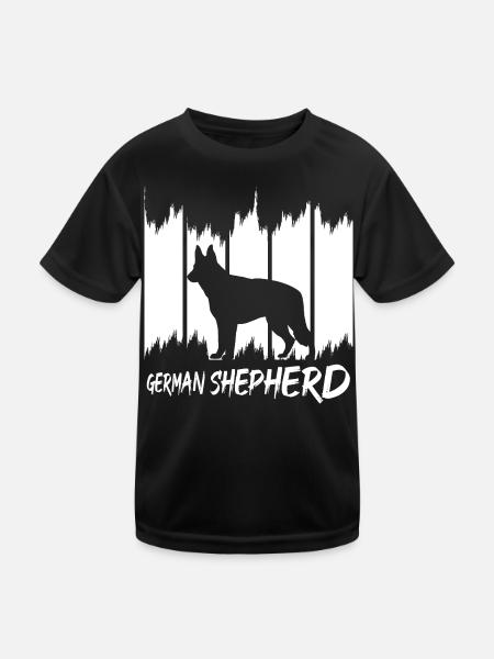 German Shepherd - Kinder Funktions-T-Shirt - Schwarz - Vorne
