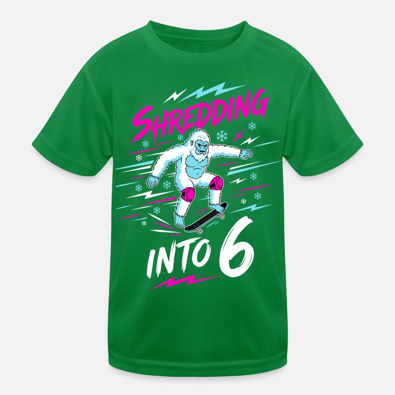 Shredding Into 6 Yeti Skater Kids Functional T-Shirt