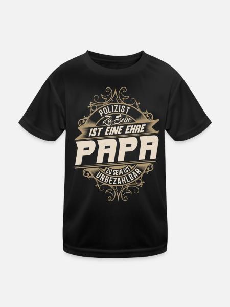 Policeman Dad - Kids Functional T-Shirt - black - Front
