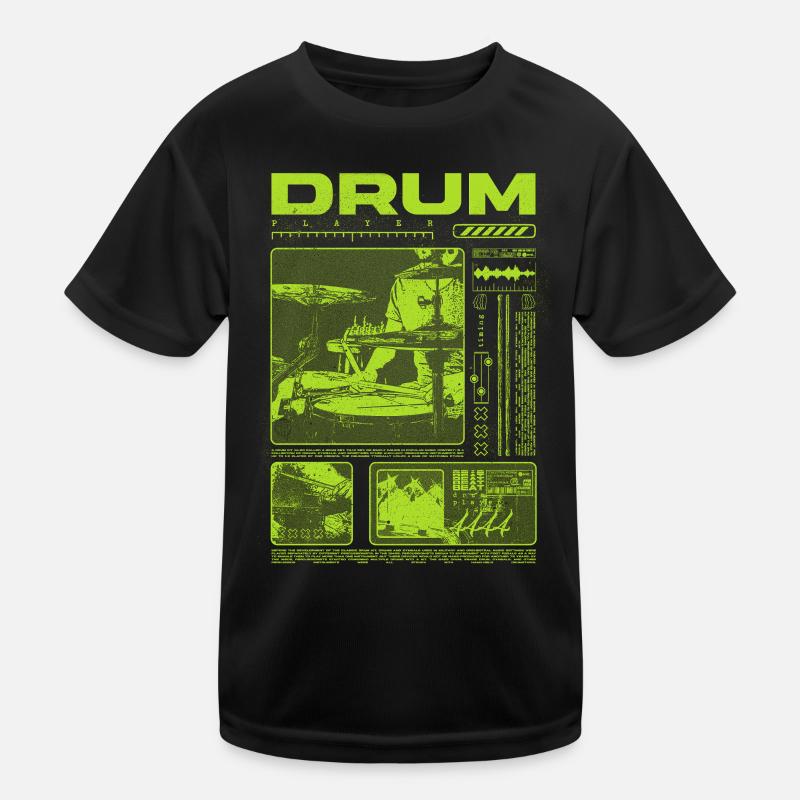 Rock Drummer Drum Player Streetwear Kids Functional T-Shirt