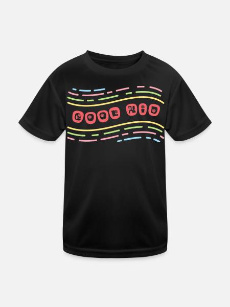 Cool Kid mit Blumen - Kinder Funktions-T-Shirt - Schwarz - Vorne
