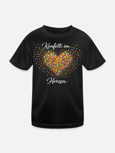 Karneval Rockmusik Konfetti im Herzen - Kinder Funktions-T-Shirt - Schwarz - Vorne