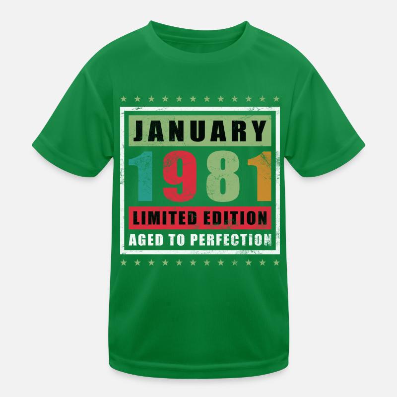 Januar 1981 Limitierte Edition Gealtert Perfektion Kinder Funktions-T-Shirt