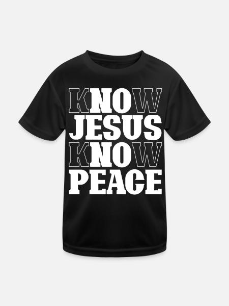 Know Jesus Know Peace Lettering - Kids Functional T-Shirt - black - Front