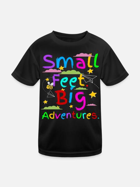 Little feet big adventures - Kids Functional T-Shirt - black - Front