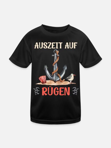 Insel Rügen AUSZEIT AUF RÜGEN Urlaub Lustiges - Kinder Funktions-T-Shirt - Schwarz