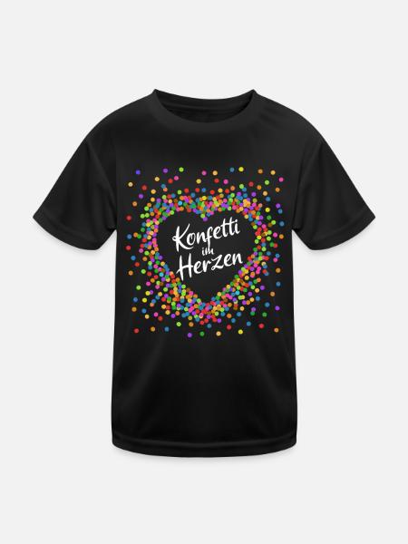 Konfetti im Herzen - Karneval im Blut Kostüm - Kinder Funktions-T-Shirt - Schwarz - Vorne