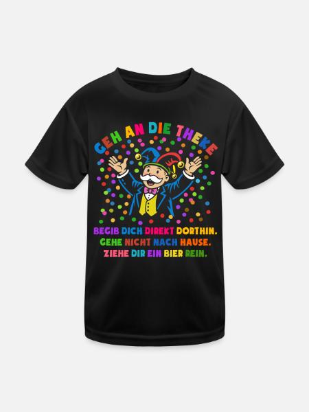 Jubel | Konfetti | Geh an die Theke | Kostüm - Kinder Funktions-T-Shirt - Schwarz - Vorne