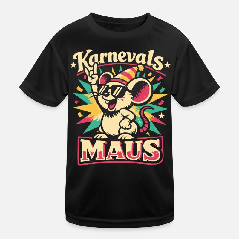 Karnevalsmaus Rock Musik Lustig Geschenk - Kinder Funktions-T-Shirt - Schwarz