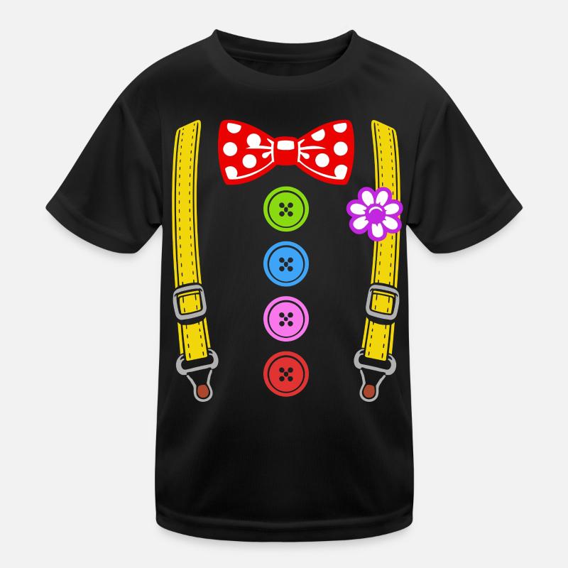 Buntes Clown Kostüm mit Hosenträgern Kinder Funktions-T-Shirt