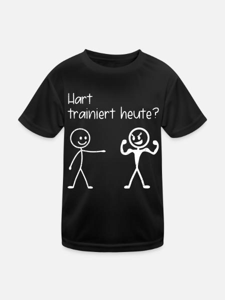 Fitnessstudio HART TRAINIERT HEUTE LUSTIG - Kinder Funktions-T-Shirt - Schwarz - Vorne