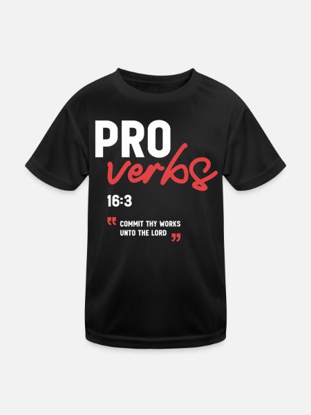 Confie tes œuvres au Seigneur Proverbes 16:3 Bible - T-shirt sport Enfant - noir - Devant