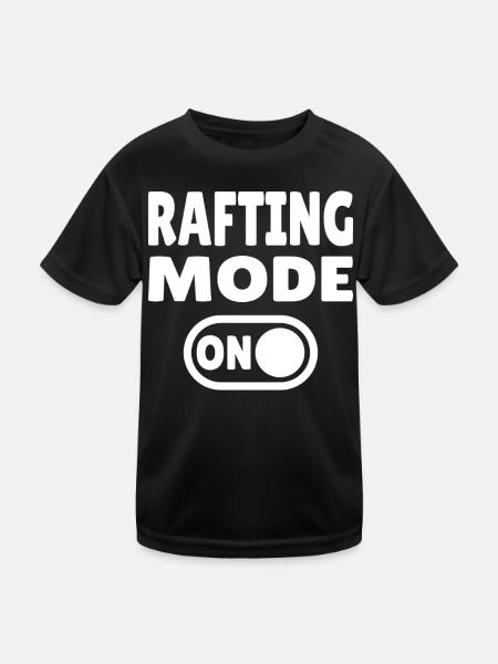Rafting Mode ON – Whitewater in a rubber dinghy - Kids Functional T-Shirt - black - Front