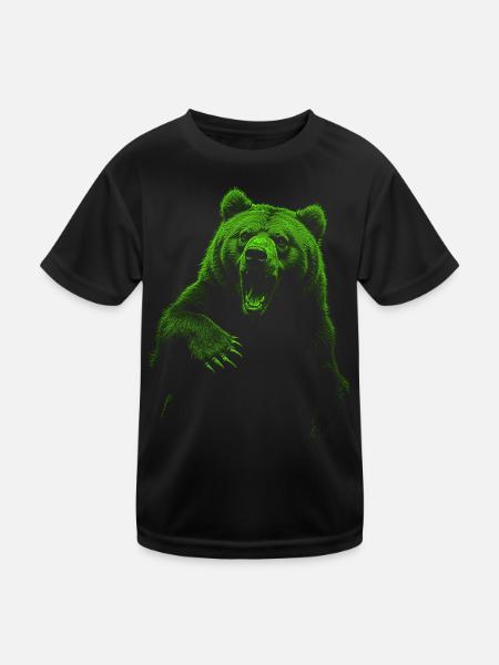 Grizzlybär Wandern Camping Vintage Braunbär - Kinder Funktions-T-Shirt - Schwarz