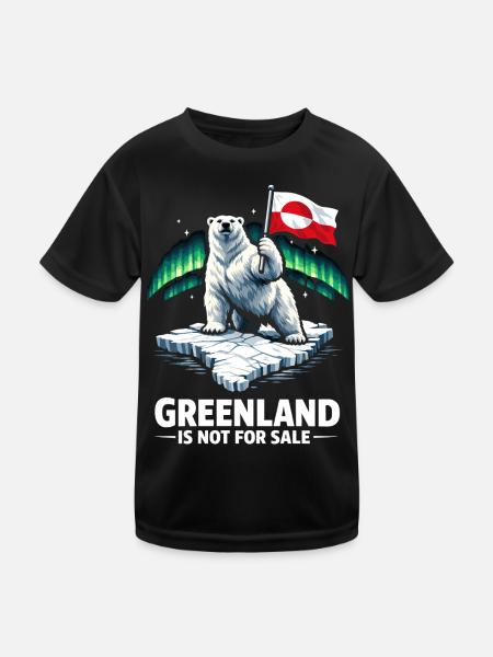 greenland is not for sale Flagge Bär Spruch - Kinder Funktions-T-Shirt - Schwarz