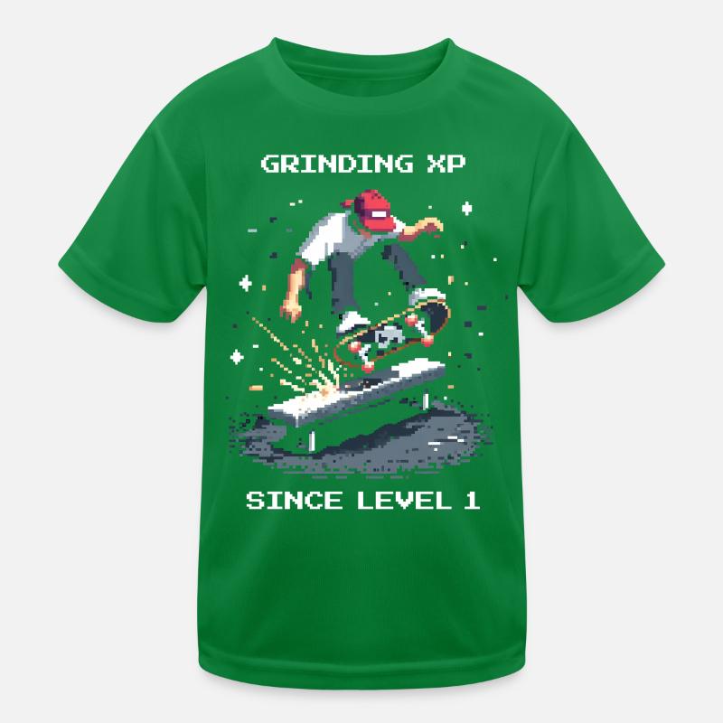Grinding XP seit Level 1 | Skateboard Kinder Funktions-T-Shirt