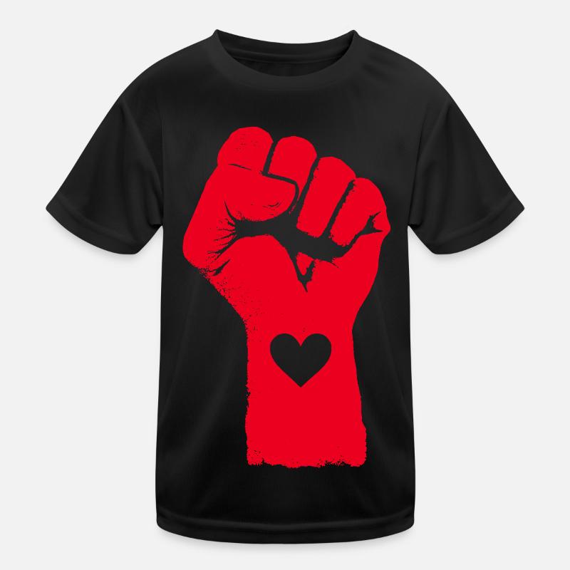 Rote Faust mit Herz Kinder Funktions-T-Shirt