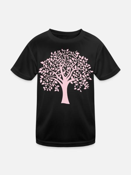Icon Pink Jumbo Tree Print Silhouette - Kinder Funktions-T-Shirt - Schwarz - Vorne