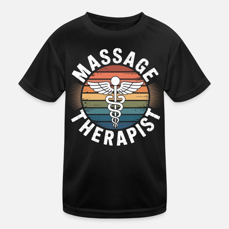 Retro Rainbow Massage Logo Kids Functional T-Shirt