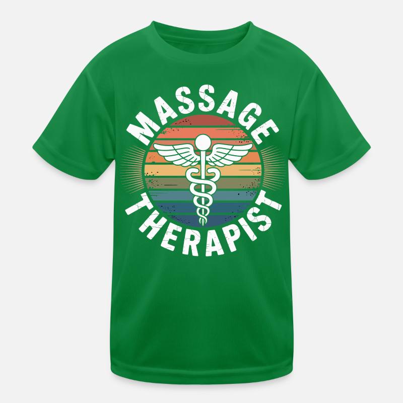 Retro Regenbogen Massage Logo Kinder Funktions-T-Shirt