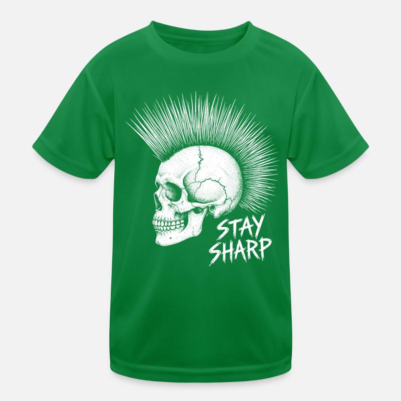 Stay Sharp Punk Skull – Iroquois Skull Design Kids Functional T-Shirt