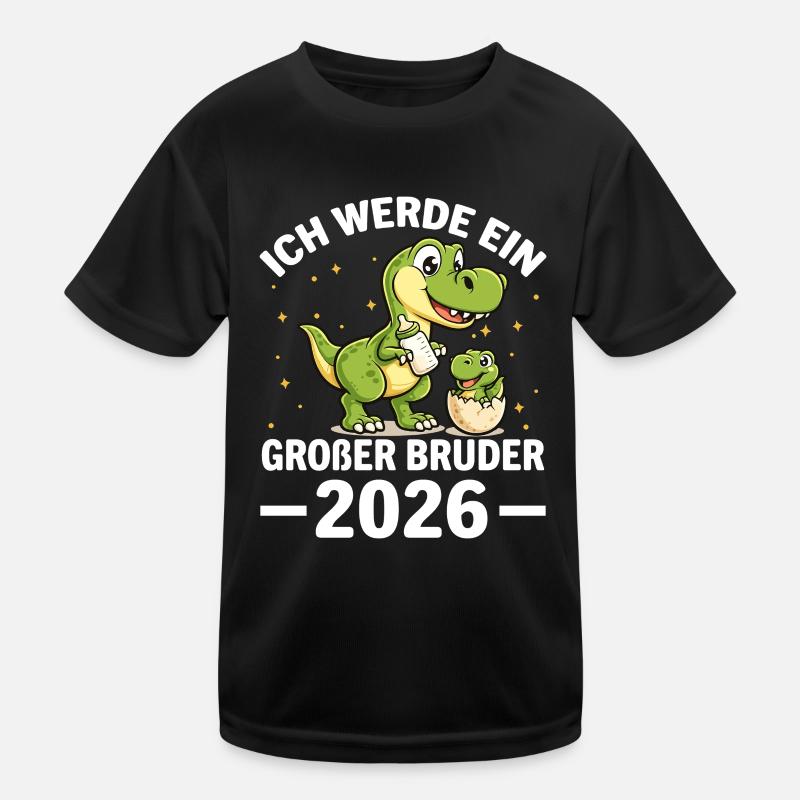 Kinder Ich werde EIN großer Bruder 2026 Dino Kinder Funktions-T-Shirt