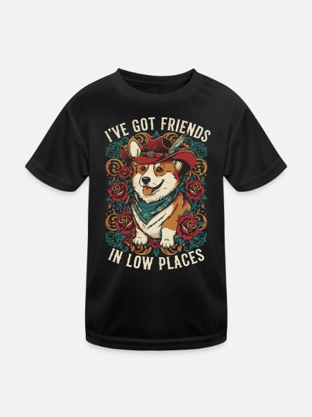 Cowboy Corgi Dog - Kids Functional T-Shirt - black