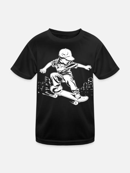 Kleiner Skater - Kinder Funktions-T-Shirt - Schwarz - Vorne