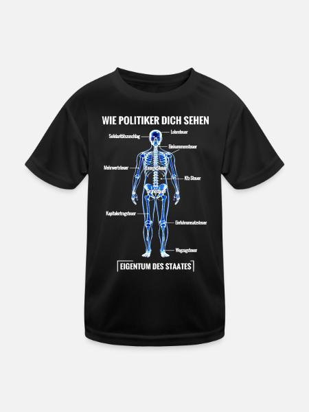 Anatomie Steuerzahler - Zerlegeplan - Kinder Funktions-T-Shirt - Schwarz - Vorne