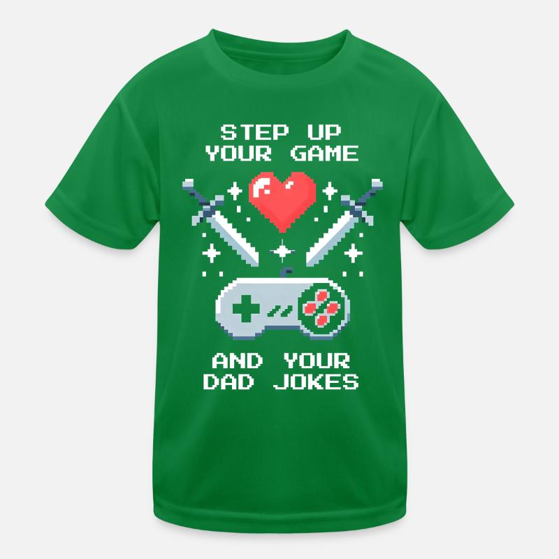 Level up & Papa-Witze | Bonuspapa Patchwork Kinder Funktions-T-Shirt