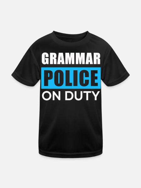 Grammar police in action - Kids Functional T-Shirt - black - Front