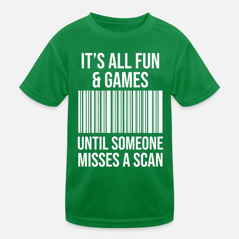 Barcode joke: Fun while scanning Kids Functional T-Shirt