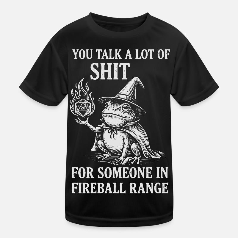 Fireball Range – Funny Frog Magician RPG Kids Functional T-Shirt
