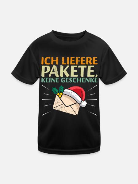Briefträger LIEFERE PAKETE KEINE GESCHENKE - Kinder Funktions-T-Shirt - Schwarz - Vorne