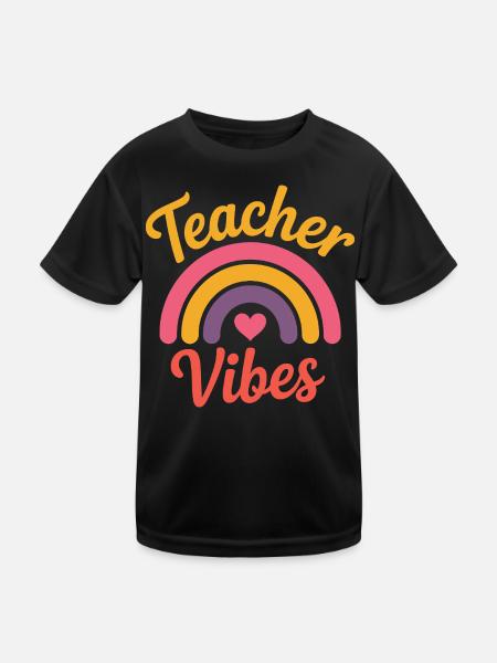Teacher Vibes - Kinder Funktions-T-Shirt - Schwarz - Vorne