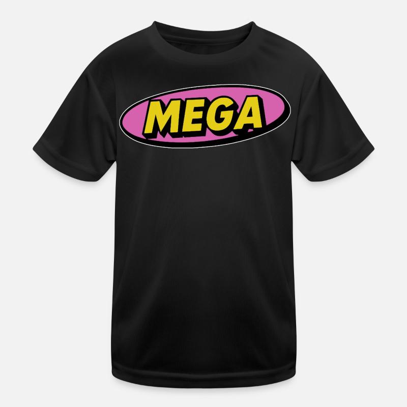 Mega comic retro Schriftzug Wort - Kinder Funktions-T-Shirt - Schwarz