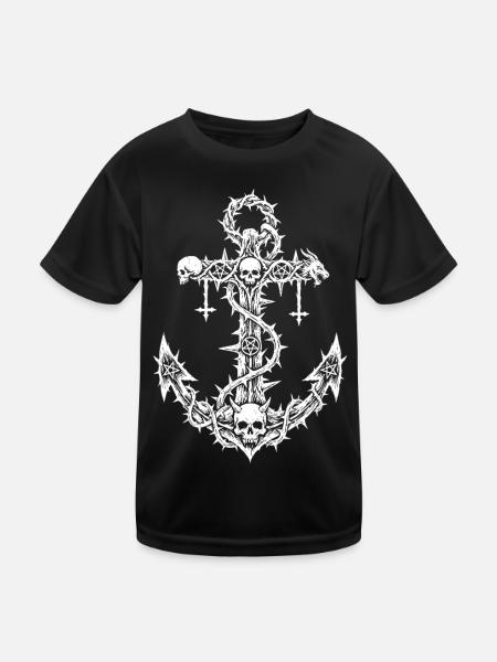 Okkulter Anker – Extreme Metal Art - Kinder Funktions-T-Shirt - Schwarz - Vorne