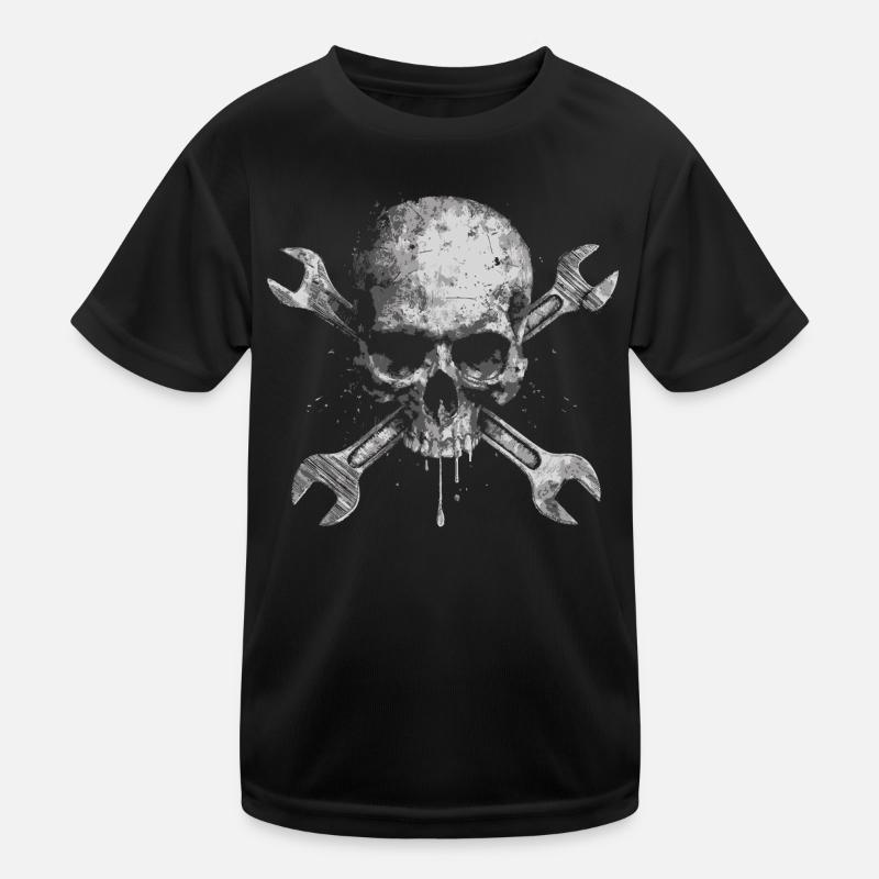 Grunge Schädel mit Werkzeugen Kinder Funktions-T-Shirt