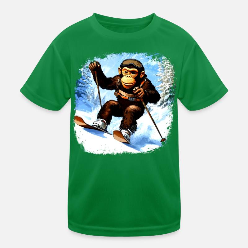 Affen Ski Kinder Funktions-T-Shirt