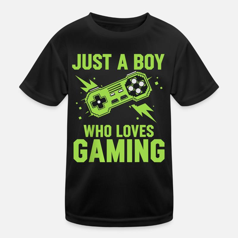 Just A Boy Who Loves Gaming Controller Kinder Funktions-T-Shirt