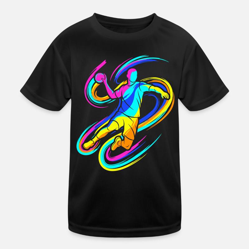 Bunter Handballspieler Kinder Funktions-T-Shirt