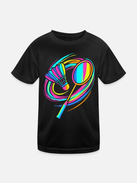 Badminton rackets - Kids Functional T-Shirt - black - Front