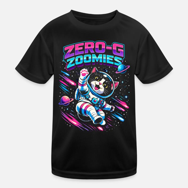 Null-G Zoomies | Astro Cat Space Humor Kids Functional T-Shirt