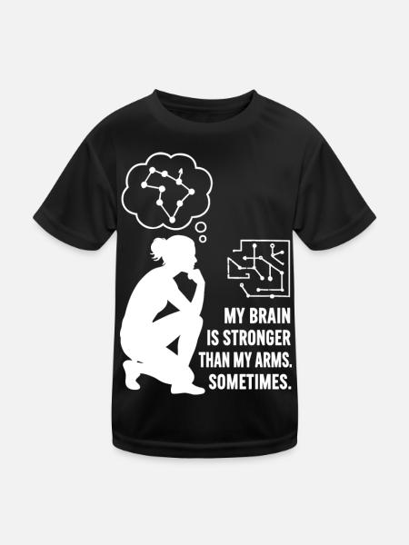 Bouldern wie Schach – Kopf schlägt Kraft - Kinder Funktions-T-Shirt - Schwarz - Vorne
