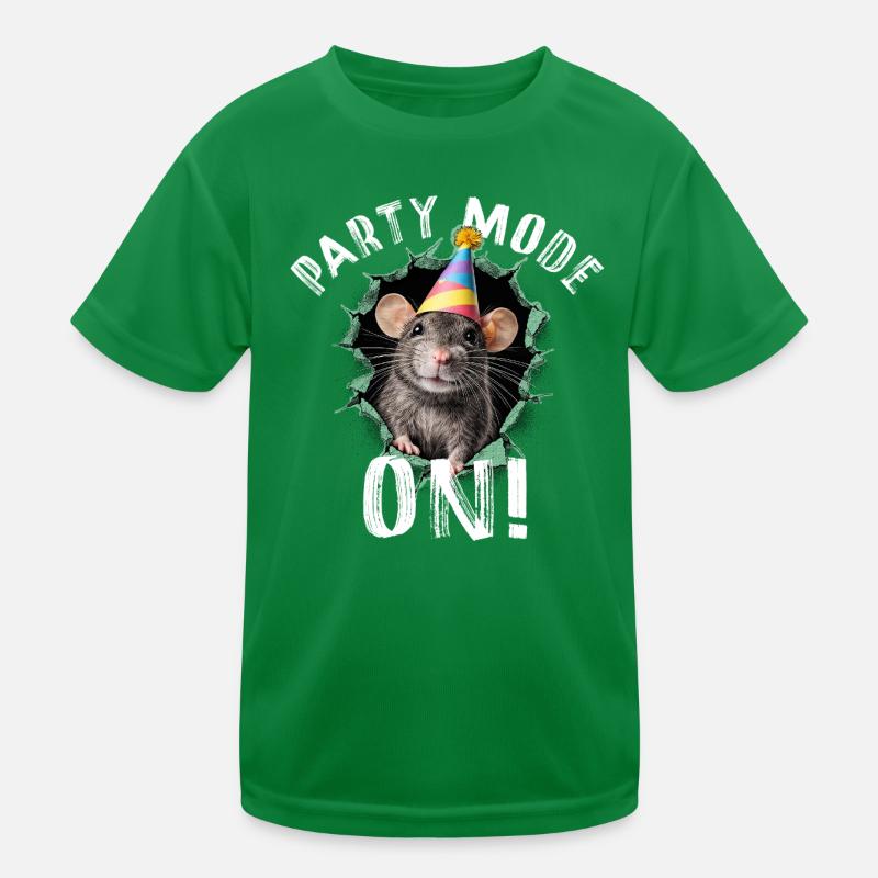 Party Mode: On! – Funny party mouse illustration Kids Functional T-Shirt