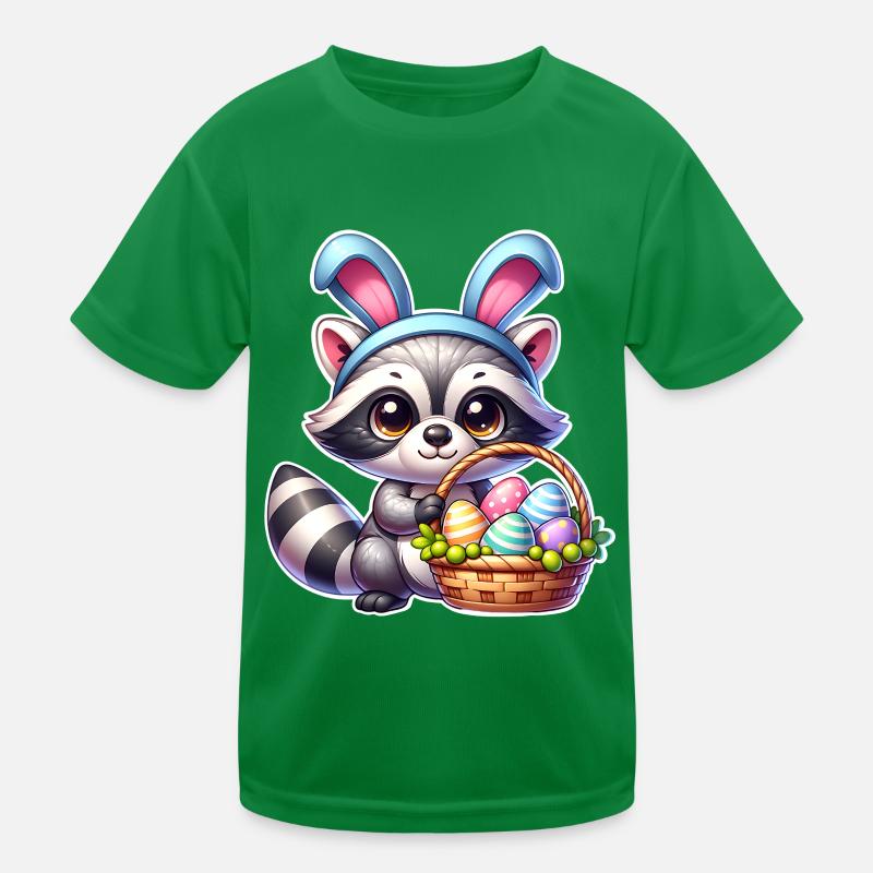 Easter Raccoon Kids Functional T-Shirt