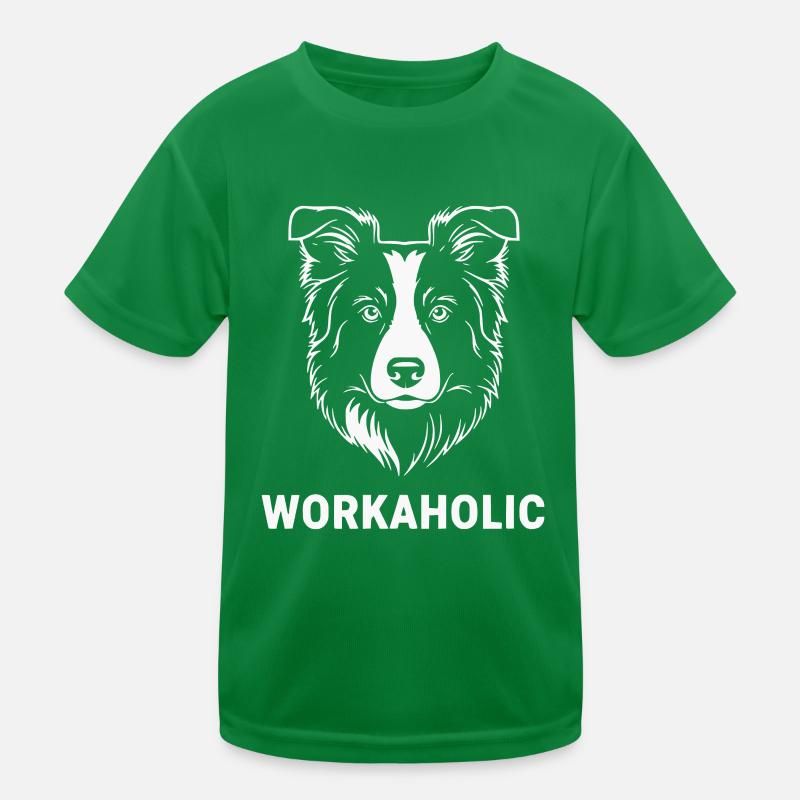 Workaholic Border Collie Kinder Funktions-T-Shirt