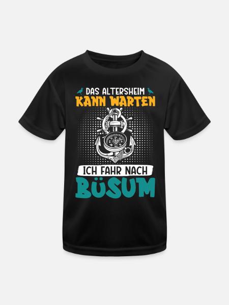 Opa ALTERSHEIM KANN WARTEN MUSS NACH BÜSUM Lustig - Kinder Funktions-T-Shirt - Schwarz - Vorne