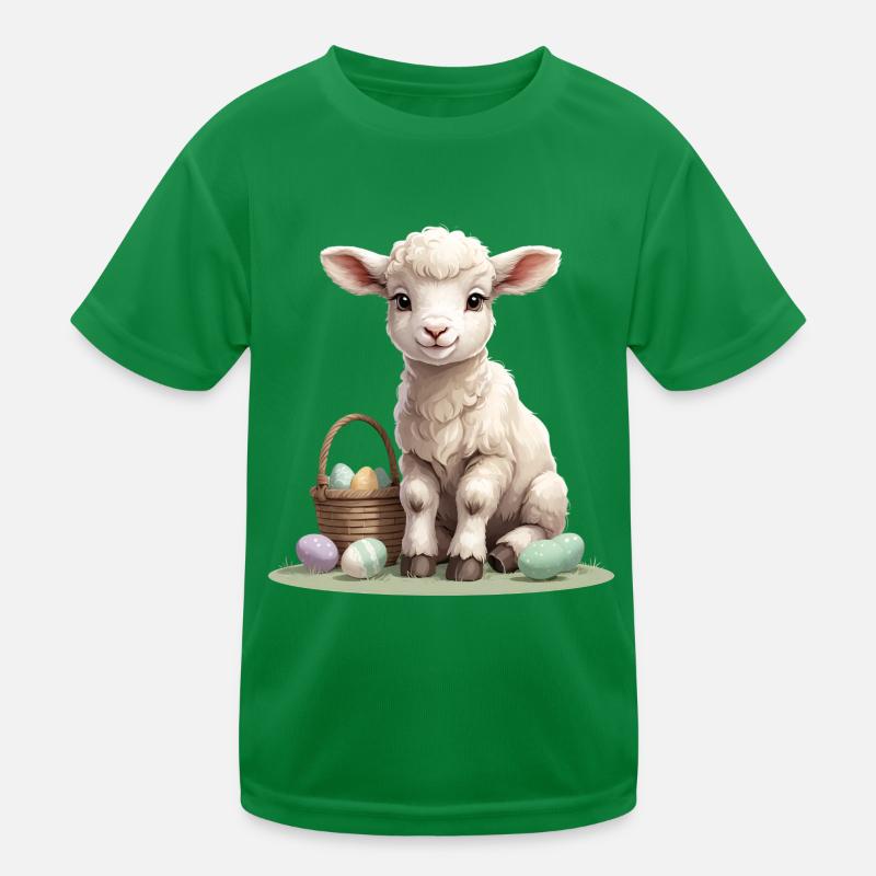 Pastell Lamm mit Ostereiern Kinder Funktions-T-Shirt