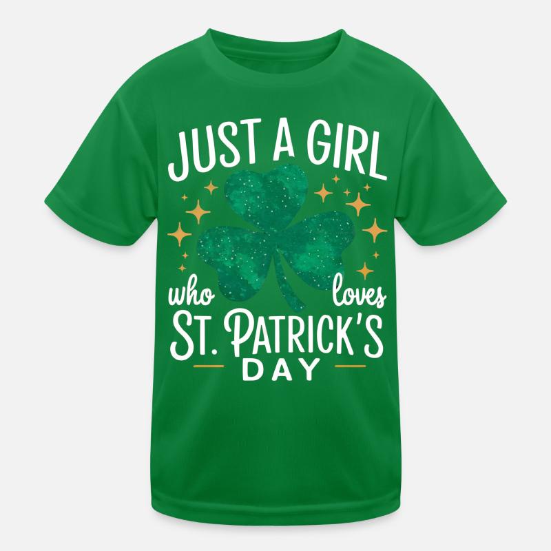 Nur ein Mädchen liebt St. Patrick's Day Kinder Funktions-T-Shirt
